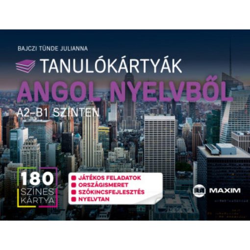 Tanulókártyák angol nyelvből A2-B1 szinten haladóknak - 180 db színes kártya + megoldófüzet és játéktábla