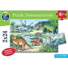   Puzzle: Dinoszauruszok - 2 x 24 db - Ismeretterjesztő poszterrel